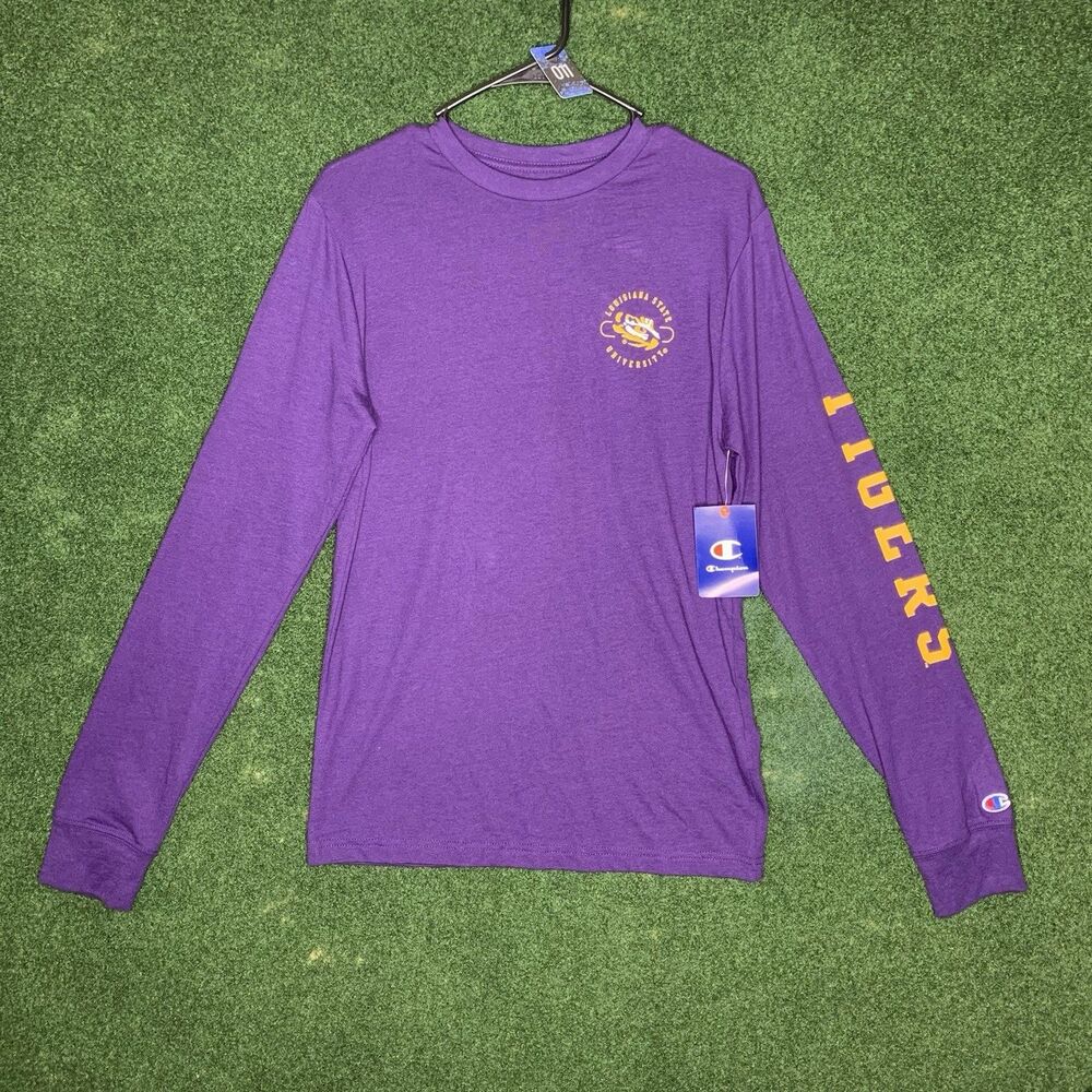 LSU Tigers College Shirt Purple Athleticwear Long Sleeve Tee Champion Men’s